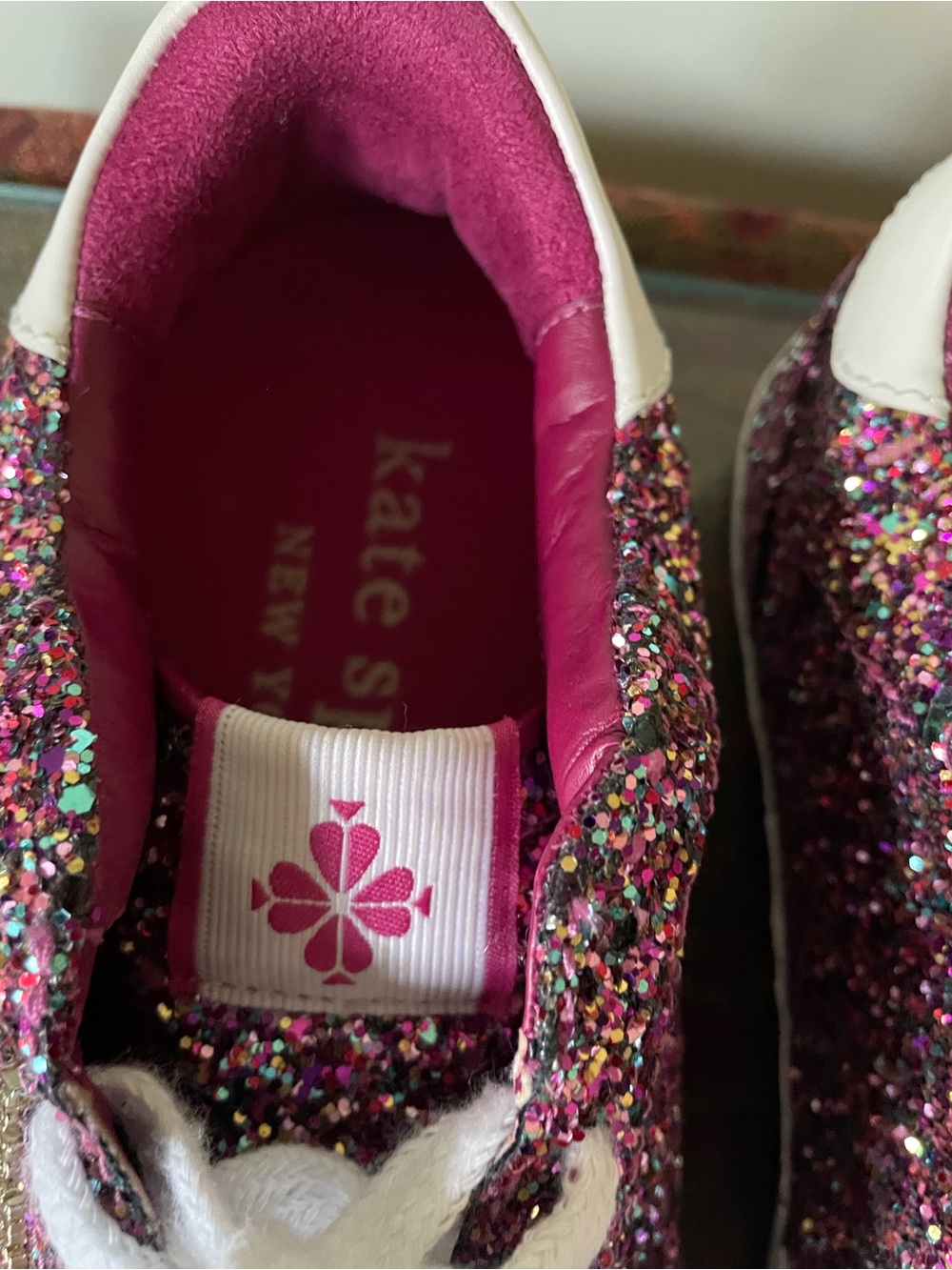 kate spade Women’s Ace Glitter Lace-Up Sneakers - Pink Multi EUC 7.5 - Picture 6 of 6